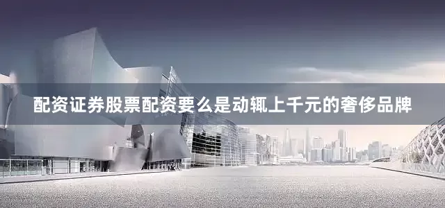 配资证券股票配资要么是动辄上千元的奢侈品牌